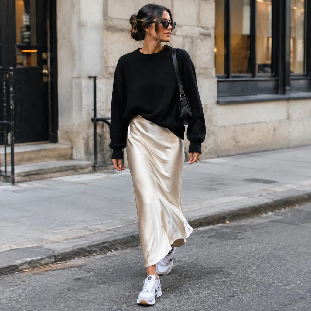 Best Slip Skirt and Sneaker Mashups for Street Style