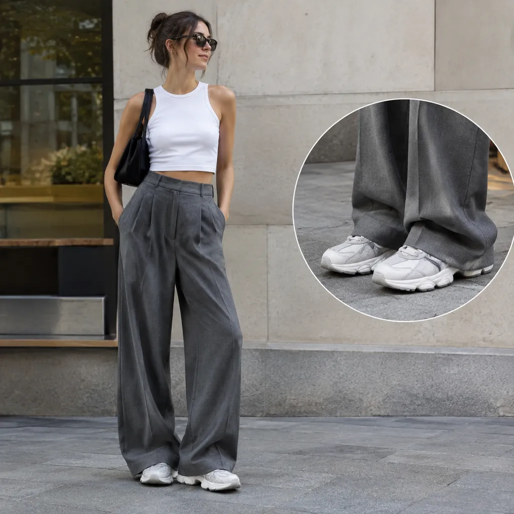 Wide-Leg Trousers With Chunky Sneakers: A Simple Formula