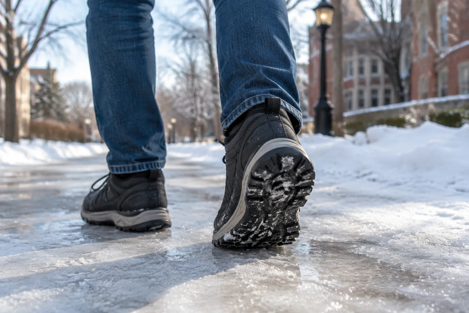 Winter Sneakers With Grip for Icy Sidewalks Near Campus